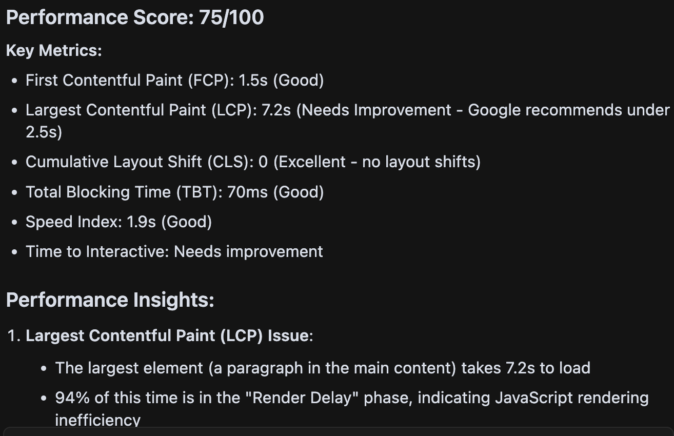 Page Speed Performance Results